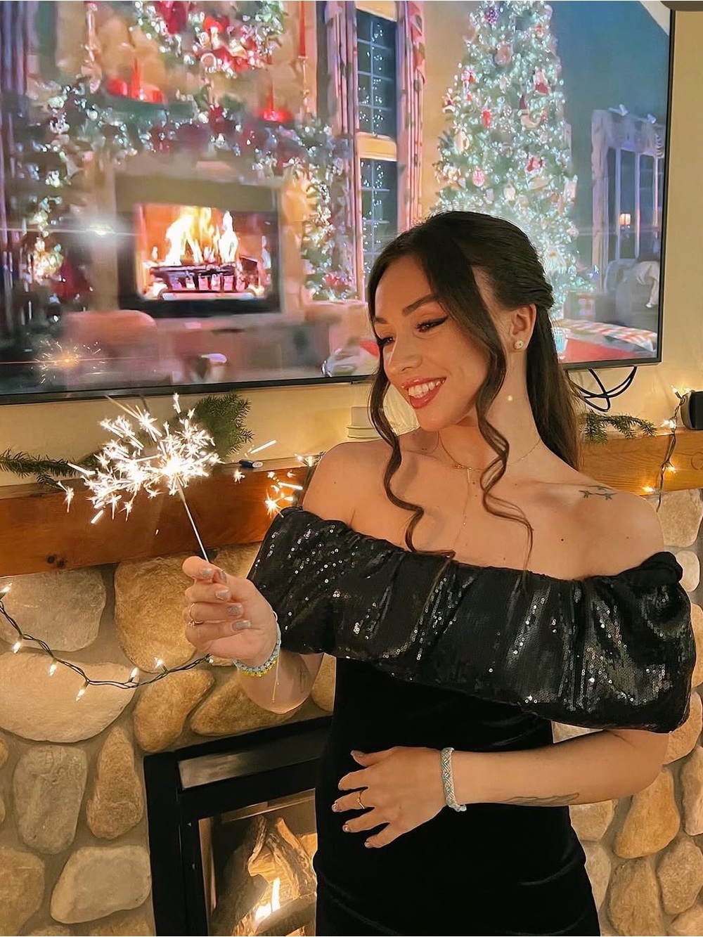 Zara Black Off-Shoulder Sequin Mini Dress